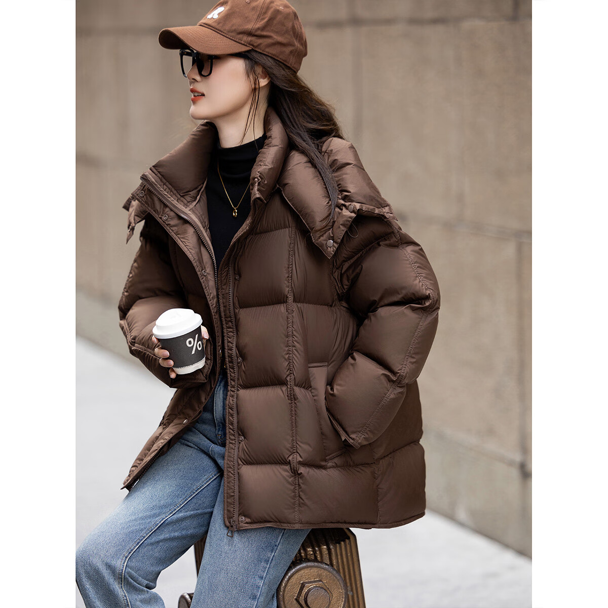 Dme Dopamine Cloud Puff Winter Warm Scarf 90% Duck Down Drawstring Short Women's Down Jacket