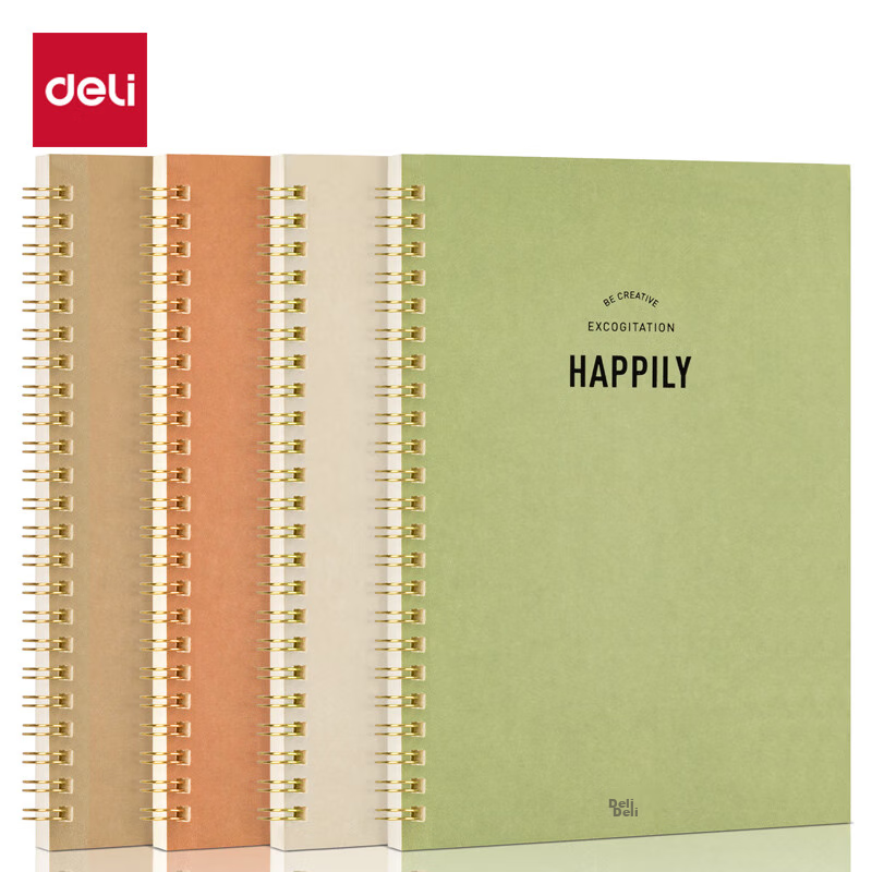 Deli 4 A5 Notebooks / 60 Sheets Simple Retro Series Spiral Notebooks, Spiral-Bound Notebooks, Journal, Error Correction Book, Student Exam Preparation LA560