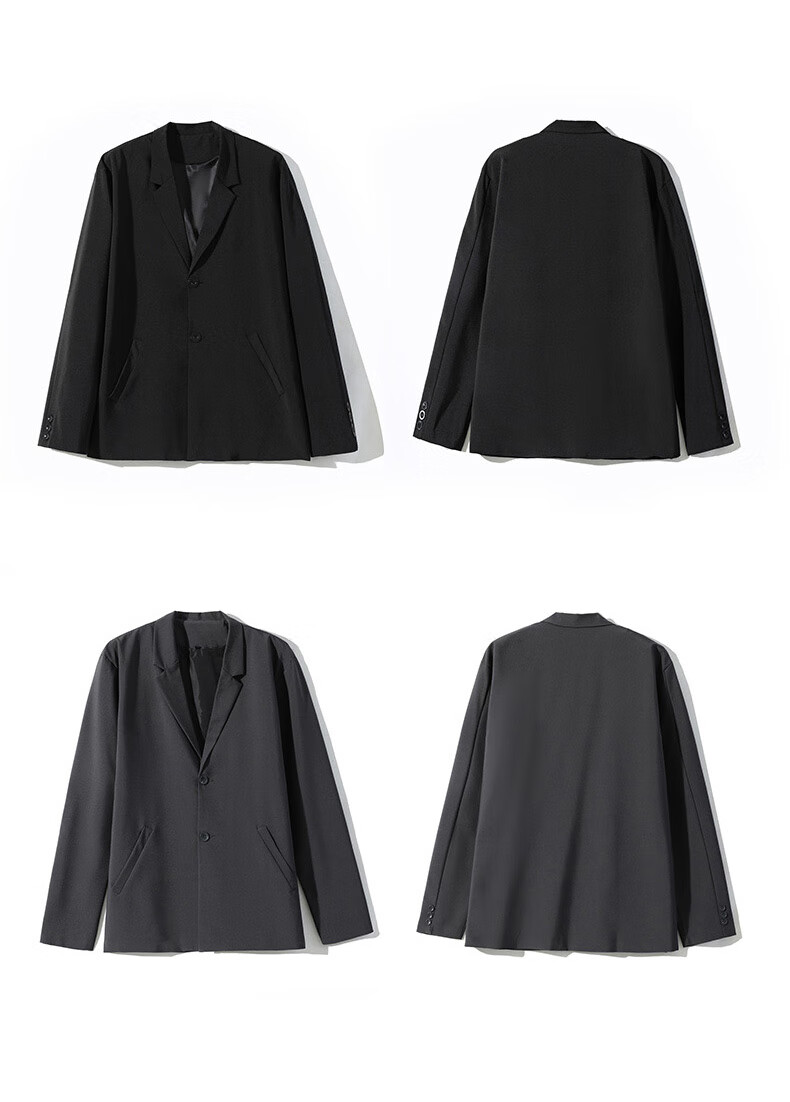 Foss Phil Men's Suit Jacket, Spring And Autumn Loose Casual Versatile DK Uniform Cool Suit Coat XF8001 Black L 5