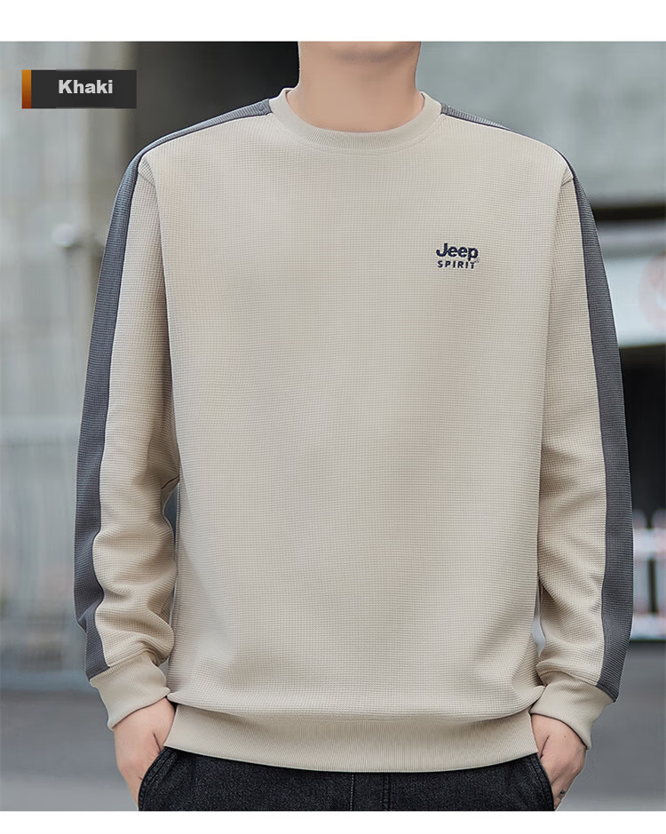 JEEP SPIRIT Men's Waffle Knit Long-Sleeve T-Shirt, Loose Casual Trendy Men's Top for Spring And Autum 17