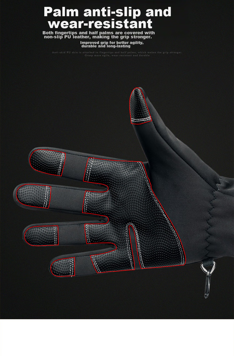 BWNK Outdoor Waterproof Gloves, Winter Zipper Touchscreen Gloves for Men And Women, Windproof Warm Fleece-Lined Gloves for Hiking And Skiing 5