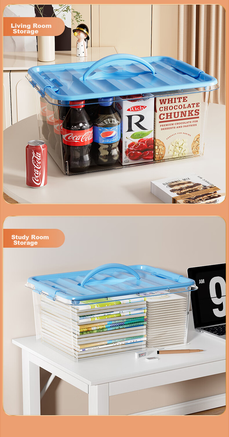 JEKO&JEKO Plastic Storage Box, Toy Organizer, Snack Container, Medicine Box, Storage Bin, 12L Capacity, Set of 3 9