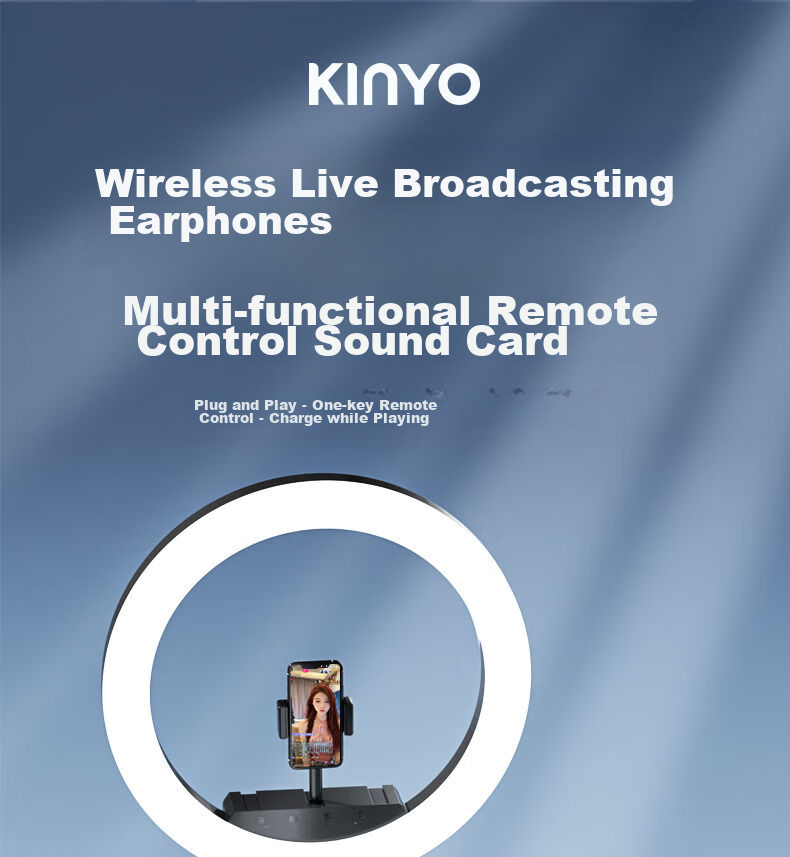 KINYO Wireless Live Sound Card Headset All-in-One Microphone 3-in-1 Bluetooth Dual Speaker Noise-Cancelling Neckband Device E900 One-to-One 7