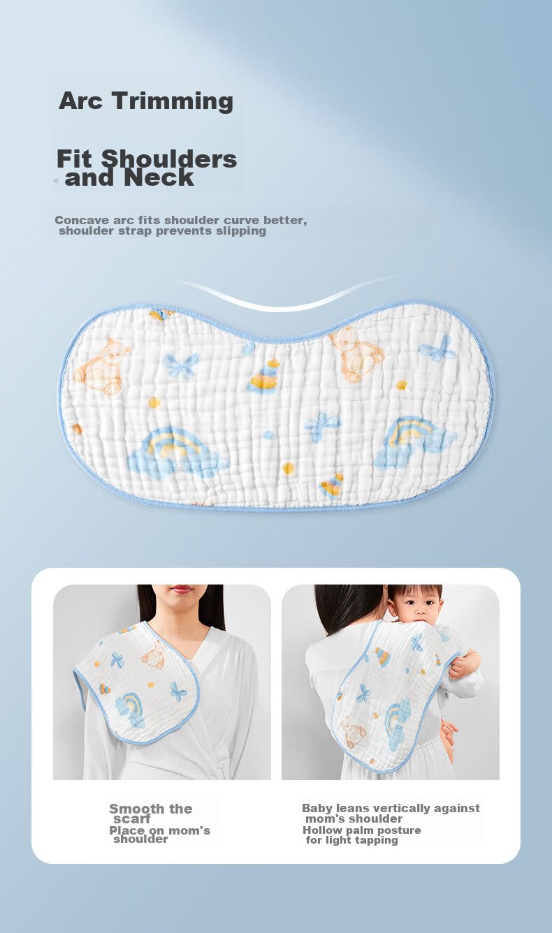 Shiyuejiejing Baby Burp Cloth, Gauze Towel, Drool Bib, Nursing Cloth, Baby Flat Pillow Burp Pad, Back Towel, 2 Pieces, Bear Patter 8