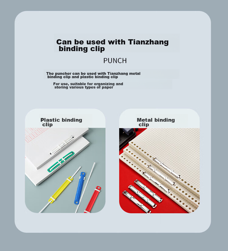 TANGO Office Hole Puncher Can Punch up to 35 Pages with Two Holes, Φ6mm Hole Puncher Binding Machine with Ruler, Office Stationery Supplies 8