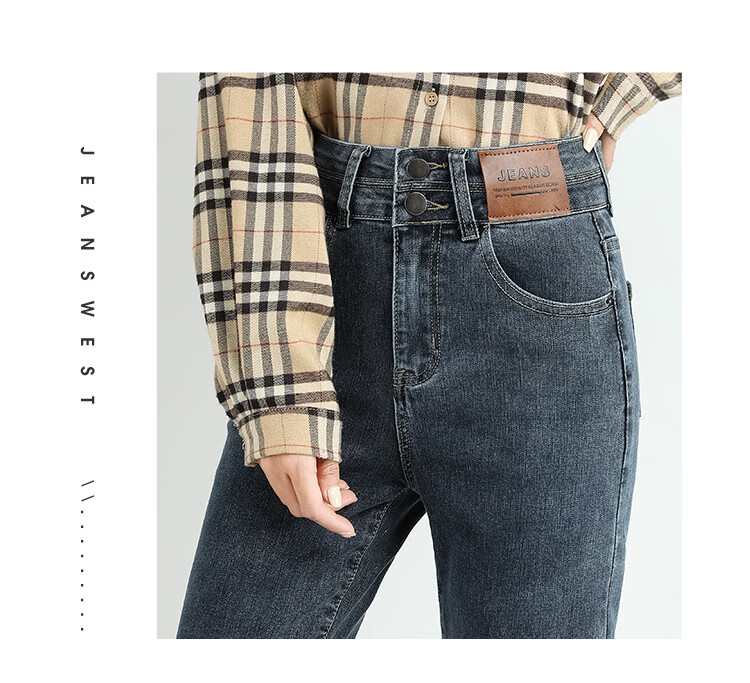 Jeanswest Women's High-Waist Printed Polka Dot Floral Slim Straight-Leg Wide-Leg Jeans White S Spring Summer 19