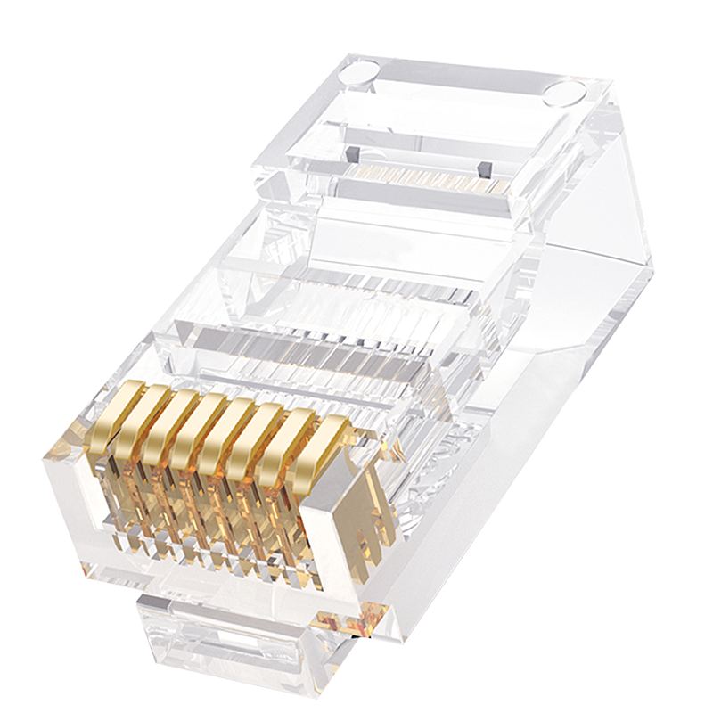 CNCOB Cat6 Ethernet Cable Connectors, Engineering-Grade Gold-Plated 8P8C Gigabit Network Connectors, Cat6 Crystal Heads, 100 Pieces/box, CN-2001