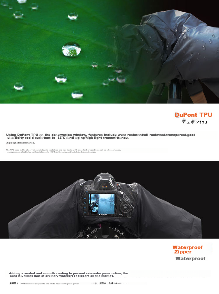 KYOTSU Professional Camera Rain Cover, Universal Fit for Canon Nikon Sony DSLR Mirrorless Cameras (Black) 2
