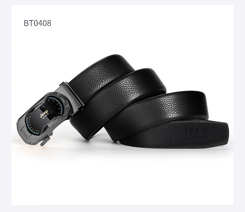 JEEP SPIRIT Men's Automatic Buckle Belt, Top-Grain Leather Business Trouser Belt, Casual Leather Belt Gift Box Set for Me 3