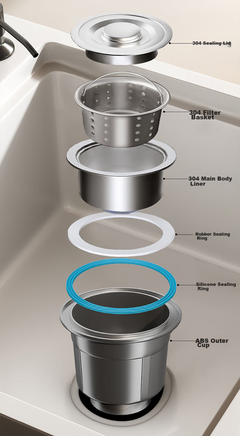 DU PONT Kitchen Sink Drain Pipe Fittings, Sink Drain Assembly, Double Sink Drainage System, Pipe Set for Washing Dishes And Vegetables, PJ022 14