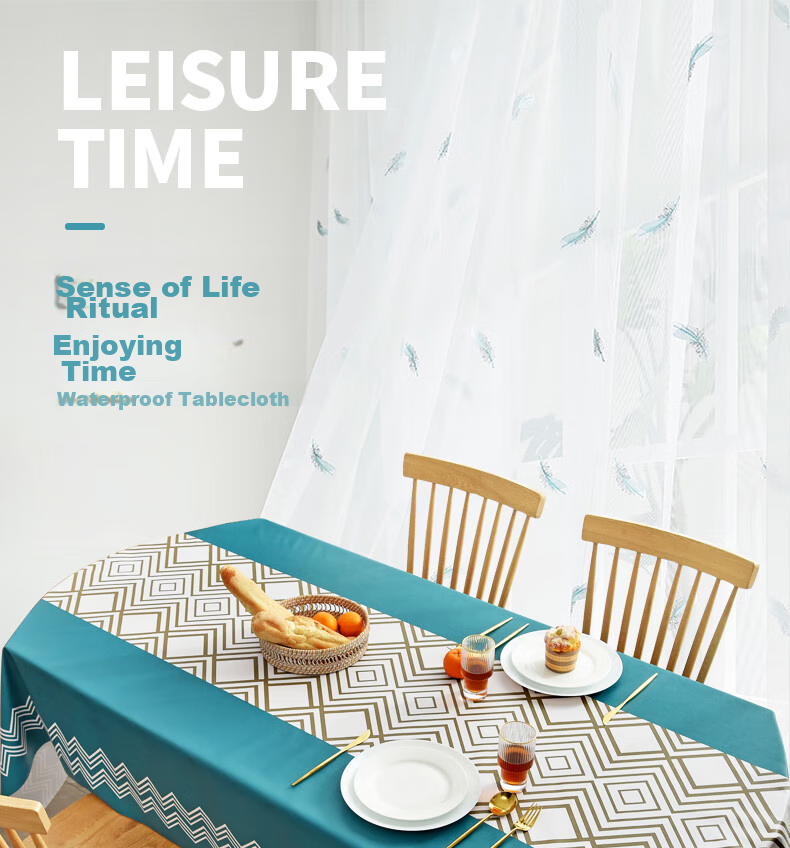 MOON TIME Tablecloth, Fabric Waterproof And Oil-Proof, Washable Dining Table Cover, Rectangular Table Mat for Restaurant, PVC Table Pad, Dining Mat, 140*180 1