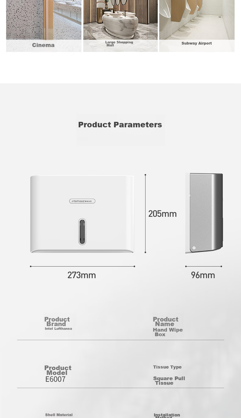Interhasa! Wall-Mounted Toilet Paper Holder, Bathroom Tissue Dispenser, Washroom And Kitchen Paper Towel Box, No Drilling Required E6007 13