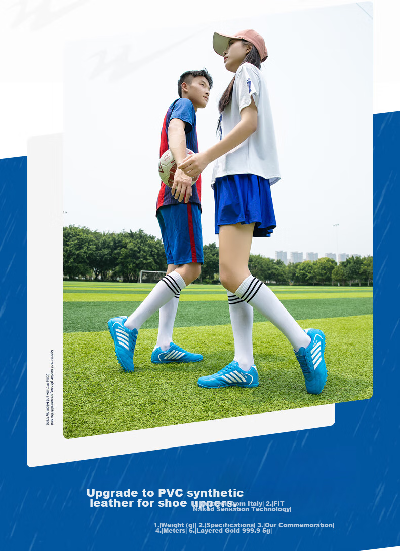 Shuangxingbate Soccer Shoes with TF Turf Studs, Short Studs for Men, Women, Adults, Teenagers, Students, Leather Upper, Football Training And Match Shoes for Artificial Turf 5