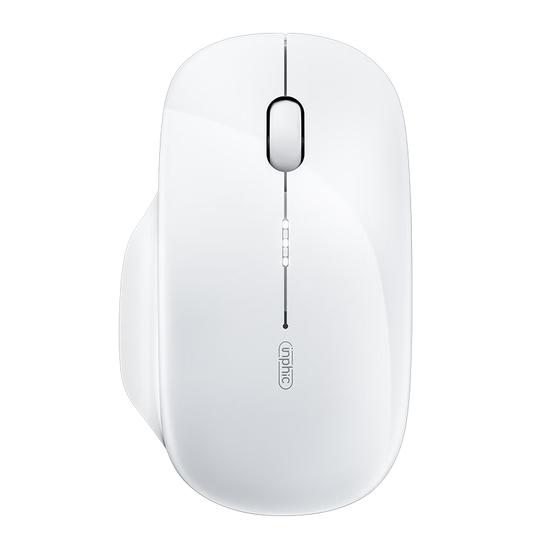 INPHIC M1 Second Generation Rechargeable Wireless Mouse Silent Office Asymmetric Ergonomic Grip Battery Display Universal for Laptop 2.4G Wireless Ceramic White