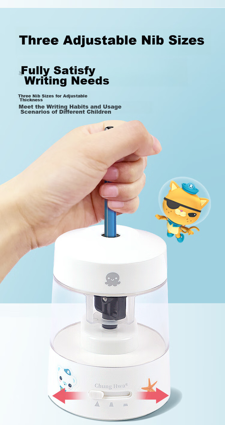 Zhonghua Xhai Diao Xiaozongdu Electric Pencil Sharpener, Three-Speed Thickness Adjustment, for Primary School Students, Large Diameter Sharpener, Can Sharpen 12mm Thick Pencils, Large Triangular Electric Stationery HB0002 Blue 4