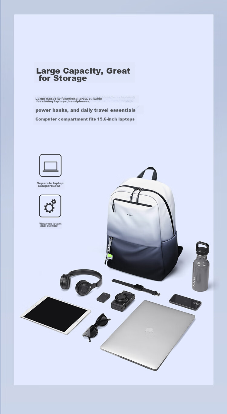 GOLF Backpack for Men, Travel Bag, 15.6/16 Inch Laptop Backpack, Gradient Design, Business Commute Backpack for Students And Professionals 8