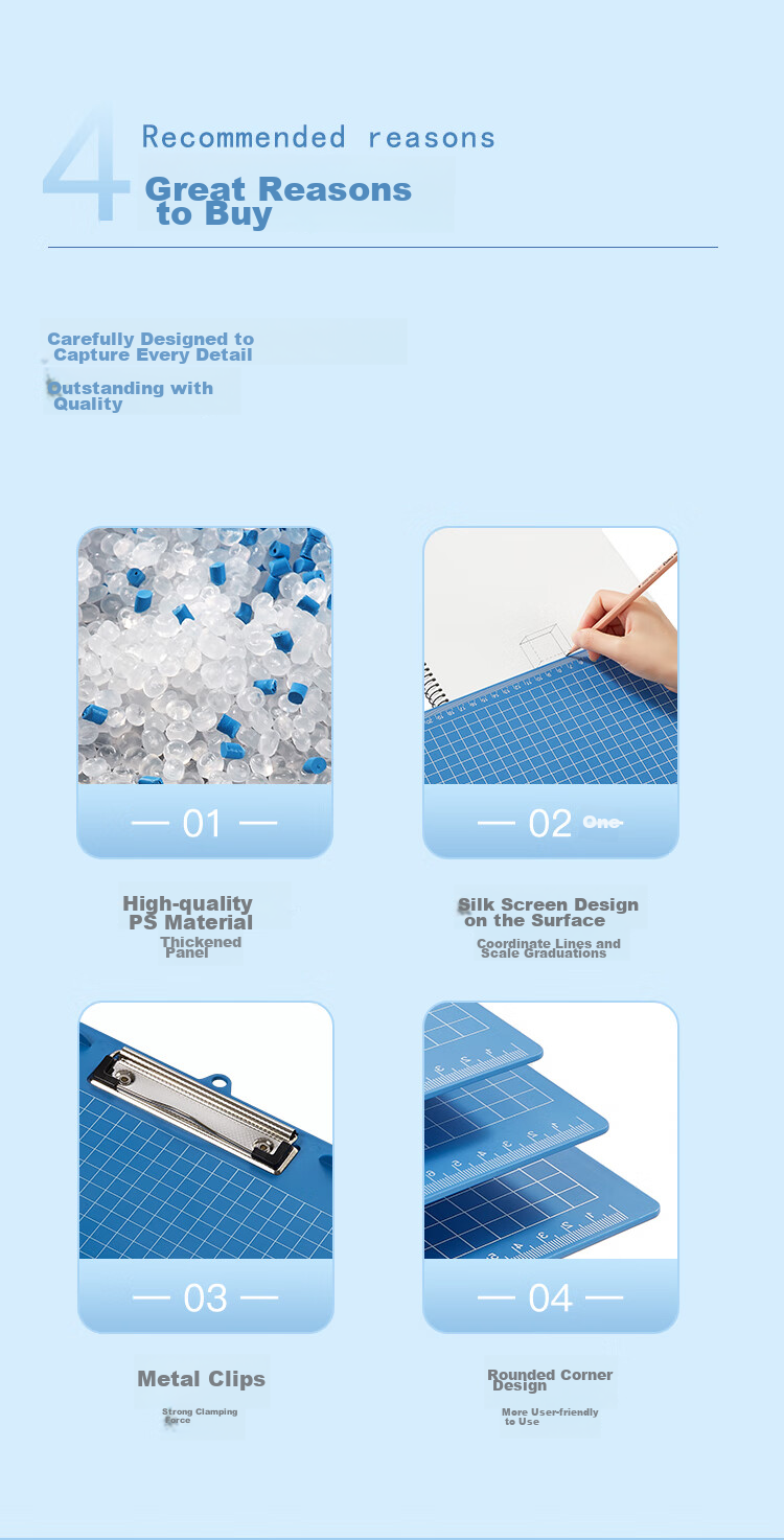 COMIX A4 Multi-Functional Writing Clipboard with Scale, Pad for Order Filling/Group Buying, Blue, A724 2