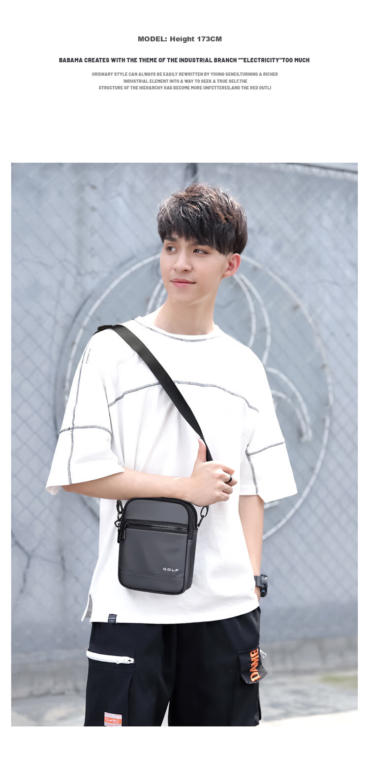 GOLF Shoulder Bag for Men, Casual Large Capacity Crossbody Bag, Multi-Compartment Phone Bag, Water-Resistant Trendy Portable Sports Hanging Bag, Versatile Fashionable Small Backpack 5I796325J Misty Black 20