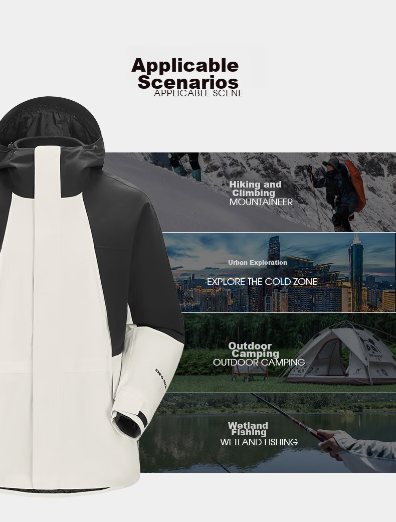 CAMEL Panda Series Three-In Waterproof Jacket for Women, Windproof, Water-Resistant, And Oil-Proof Color Block Coat AA1226a5452 13