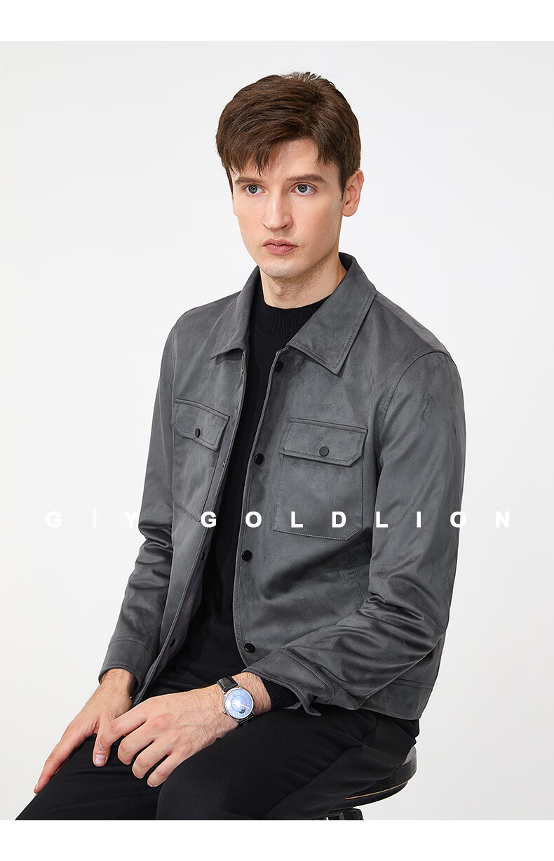 Goldlion GY Men's Jacket, Autumn Stand-Collar Casual Outerwear, Single Jacket JPF1369-LK104, Navy Blue, 3XL 12