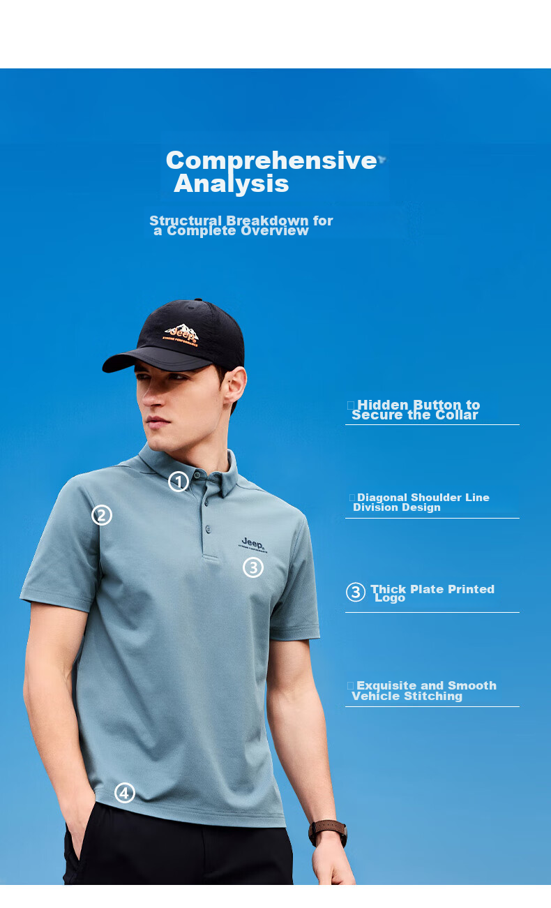 Jeep Quick-Dry Polo Shirt for Men, UPF40+ Sun Protection Short-Sleeve T-Shirt, Men's Outdoor Collared Quick-Dry Shirt, 9905 Navy Blue, 4XL 5