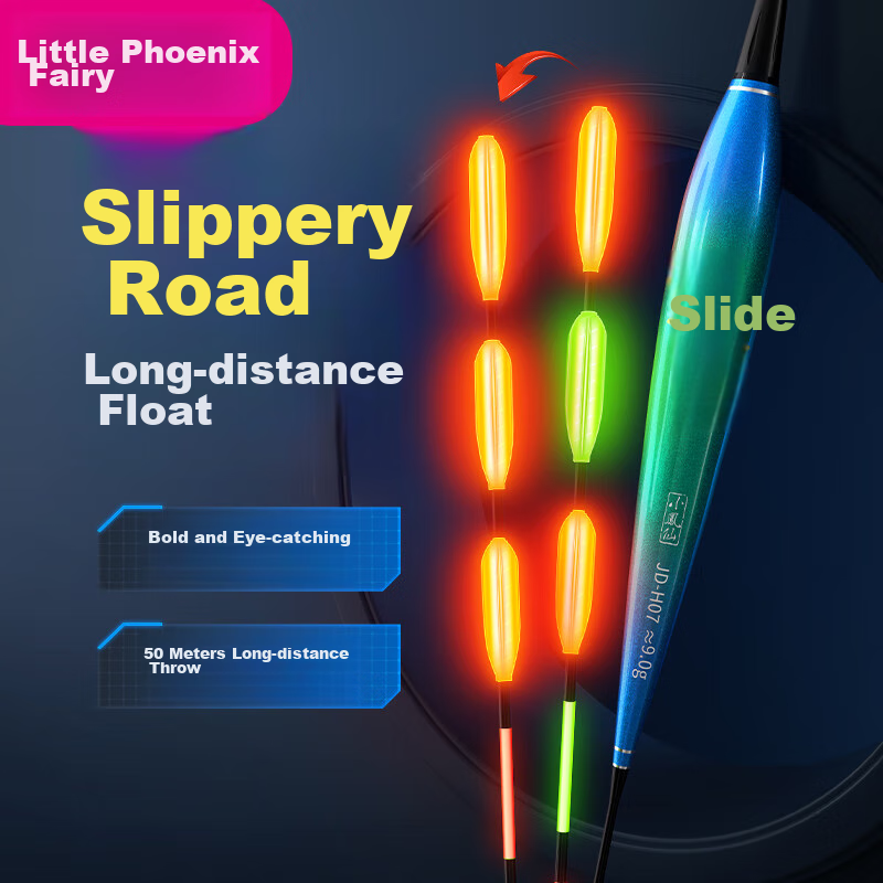 Xiaofengxian Fishing Float with Bite Indicator, Color-Changing Luminous Float for Long-Distance Casting And Big Fish, Slippery Electronic Fishing Float with Bold And Eye-Catching Design JD-H06