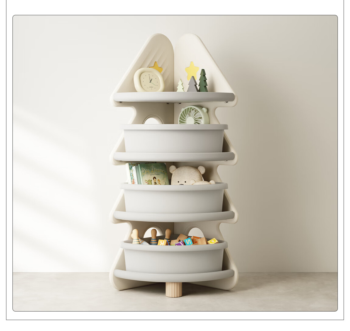 BabyViva Children's Storage Cabinet Corner Bookshelf Kids Room Christmas Tree Toy Picture Book Organizer Multi-Layer Storage Box 13