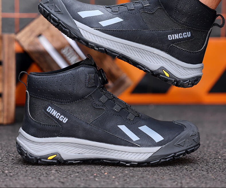 Dinggu Safety Work Shoes Steel Toe Anti-Smash Anti-Puncture Smart Buckle Wear-Resistant High-Top Autumn Winter Men's JD1358BGD38 2