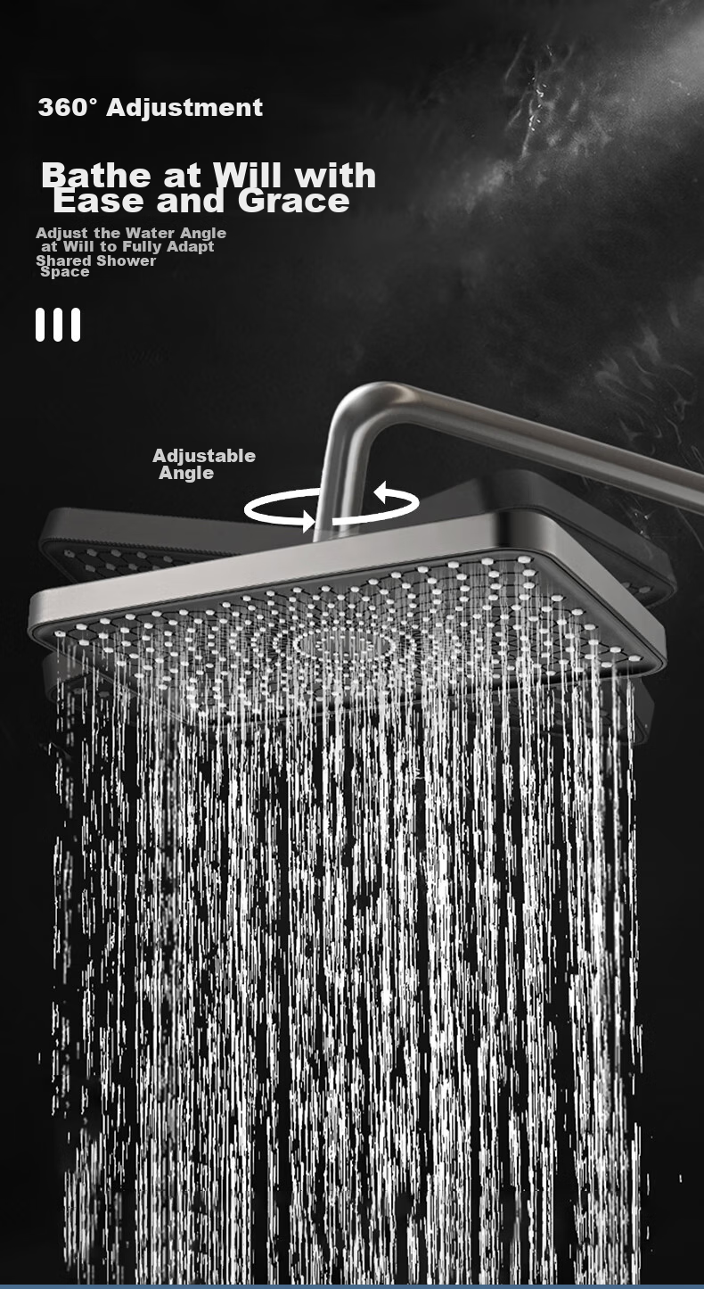 KEGOO Square Top Spray Shower Head Single Air Pressure Booster, Bathing Shower Large Spray Head Universal Gun Gray K4038 5