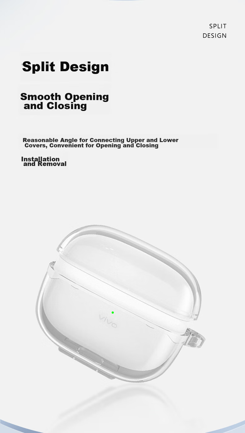Masentek Bluetooth Charging Case for VIVO TWS 2 & 2e Earphones, IQOO 3/4/5i/pro/3ei/1e/1i/air Soft TPU Transparent Shockproof Protective Cover Accessory 7