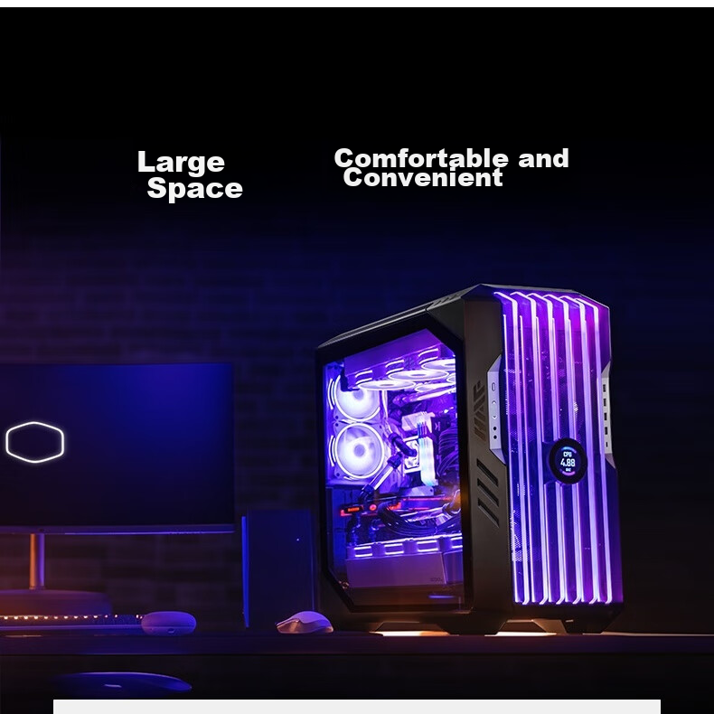 CoolerMaster HAF700EVO EATX Full Tower Computer Case, Supports 480mm Radiator Cooling/LCD Display/18x Fan Positions/Tool-Free Assembly/4090 9