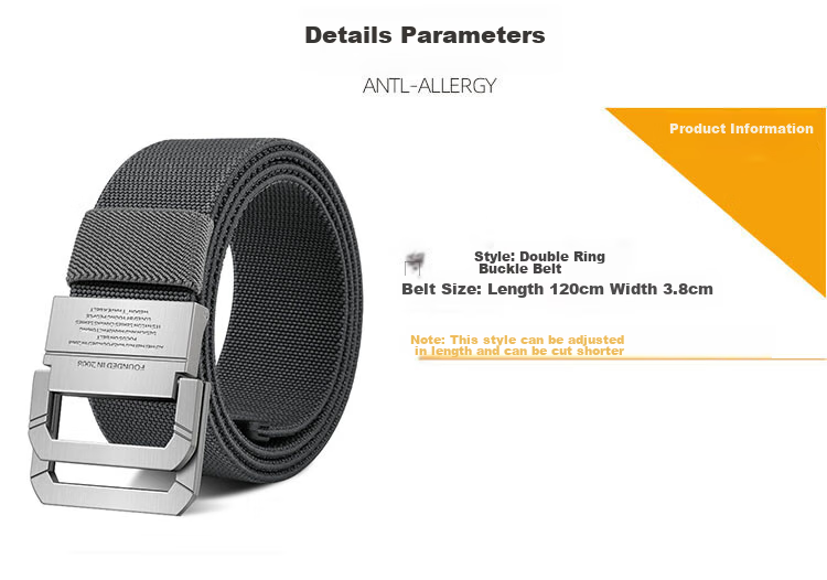 HALFEEL Men's Canvas Double-Ring Buckle Belt, Elastic Waistband for Outdoor Activities, Suitable for Young Men And Students, Military Training Pants Belt, Gift Idea 5