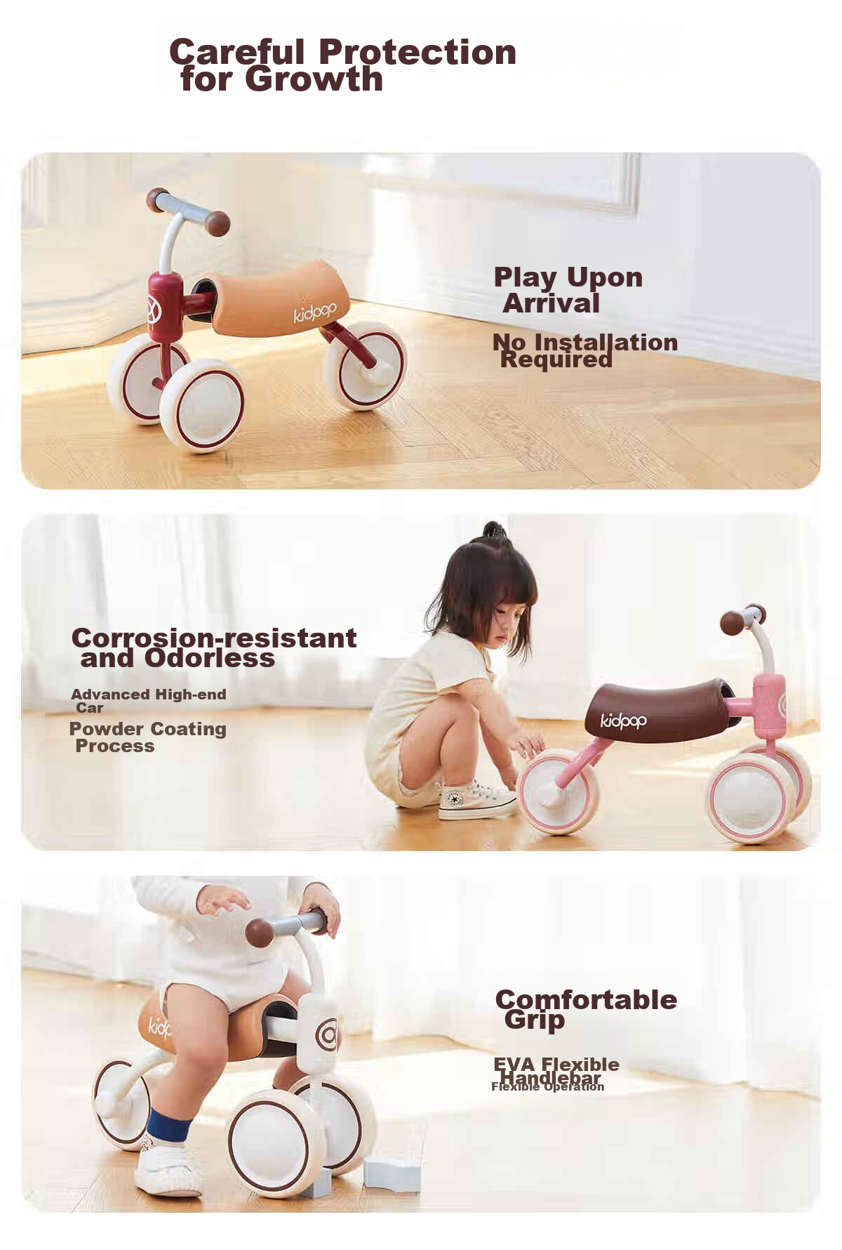 Kidpop Baby Walker, Anti-O Leg, Anti-Rollover Children's Balance Bike, for Ages 1-3, Toddler Walker, First Birthday Gift, Pink 16