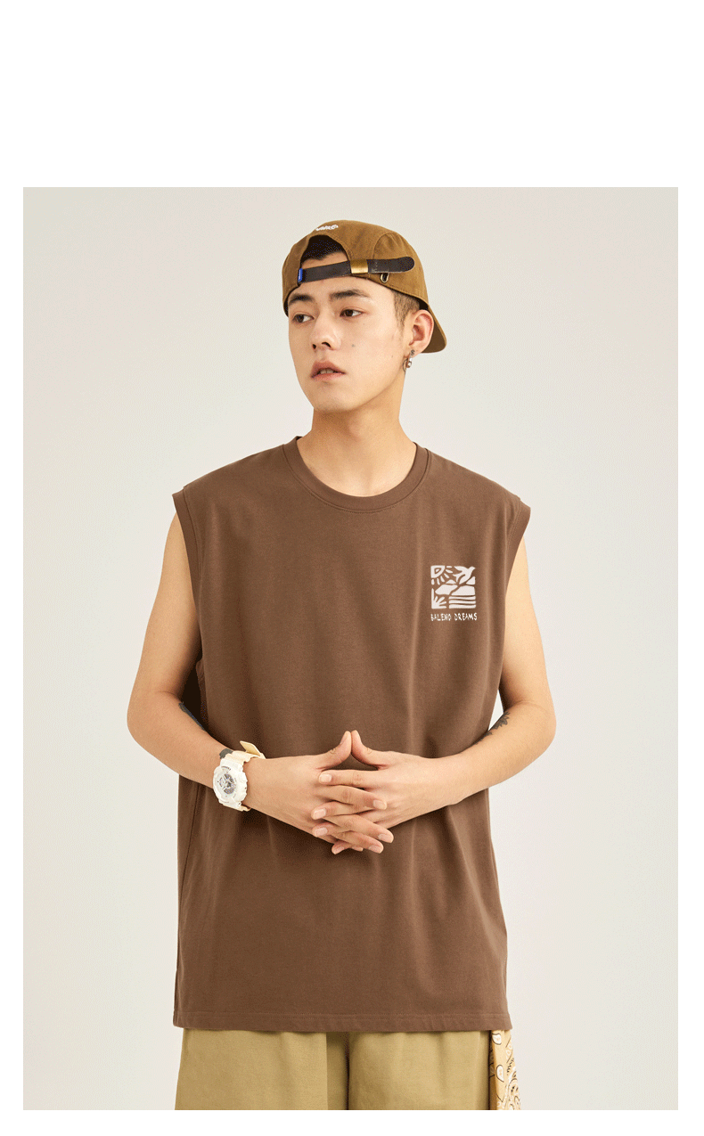 Baleno Cotton Tank Top for Men, Summer Breathable Basic Style, Sports Fitness Sweat-Absorbing Basketball Loose Versatile Casual Vest Undershirt 5
