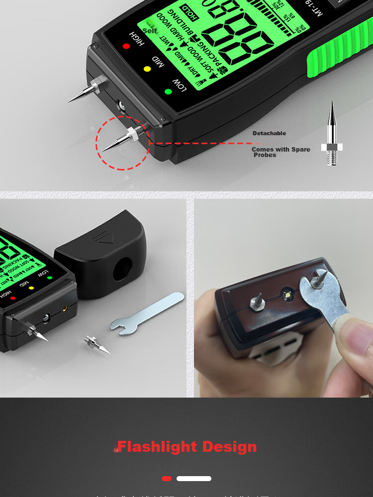 YHT Color Screen Sensor Moisture Meter MT28C for Furniture, Wood, Floor, Wall Moisture Content And Humidity Testing Instrument 11