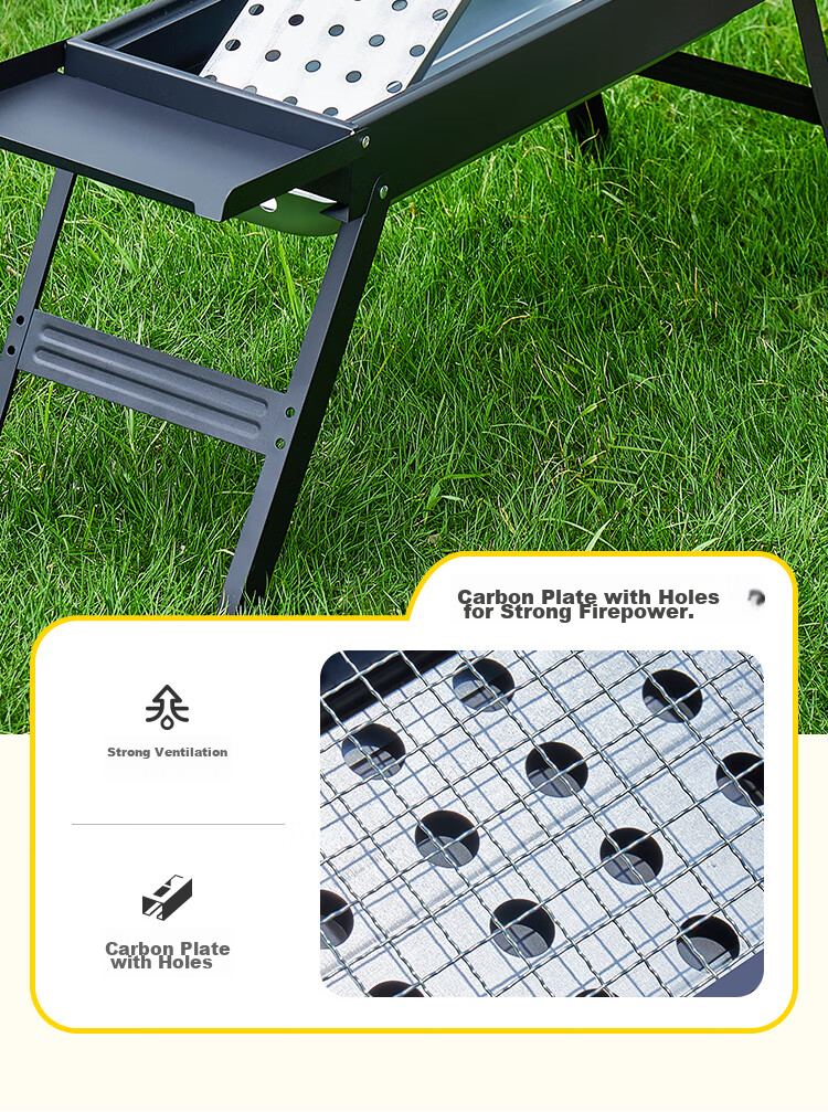 OFEIS Barbecue Grill Set for Home And Outdoor Use, Portable Charcoal Grill for Camping And Kebab Skewers, 6-Piece Set 9