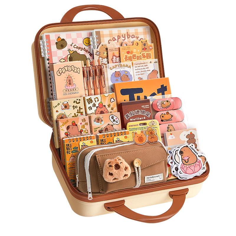 Shuxing Stationery Set, Capybara Gift Box, Back-To Gift Pack, Birthday Present for Boys And Girls, Children's Water Deer Gift Pack, Pencil Case, Blind Box, High-Quality Gift for Middle School Students