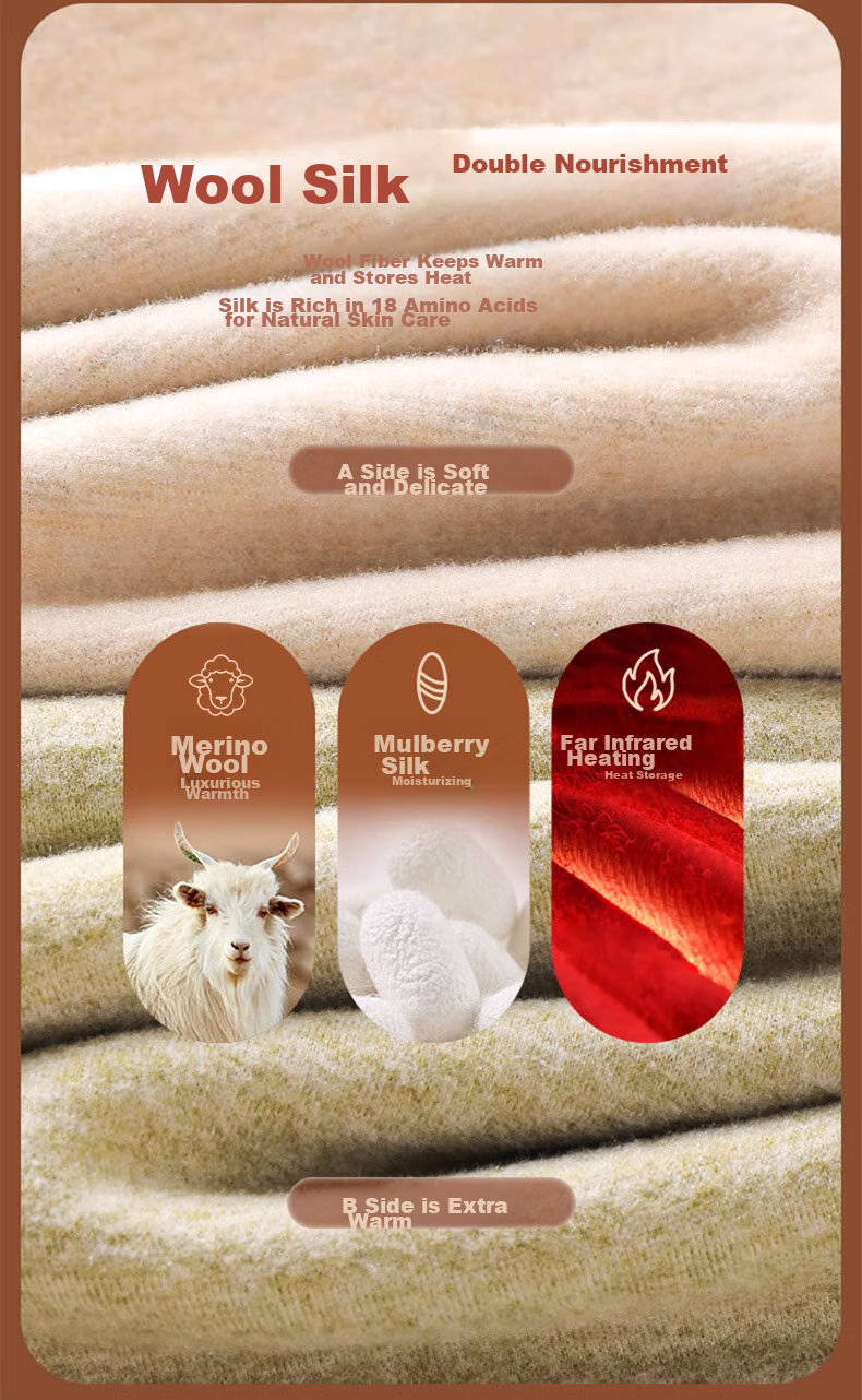 Langsha Wool And Silk Thermal Underwear for Women, New Fall/Winter 2026 Collection, 7A Antibacterial Fleece-Lined Warm Base Layer Top And Bottom Set 4