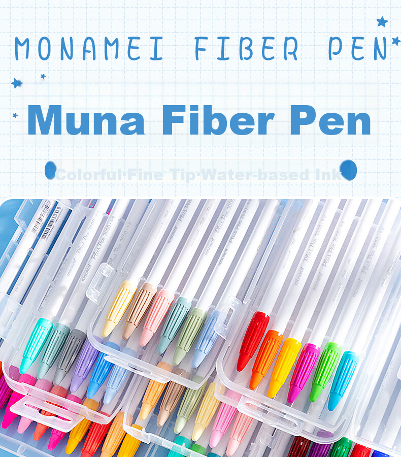 Monami New P3000 Fiber Pen, Water-Based Pen, Colored Gel Pen Set, Watercolor Pen, Outlining Pen, Journaling Pen, 24 Colors in Box, 04009Z24-R Watercolor Pe 1