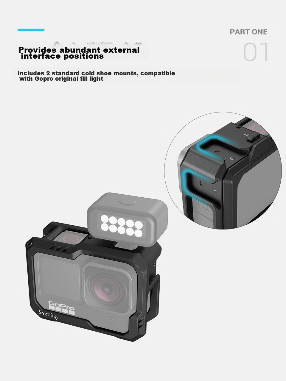 SmallRig 3083 GoPro 13/12/11/10/9 Action Camera Cage Expansion Frame Video Shooting Accessory 2