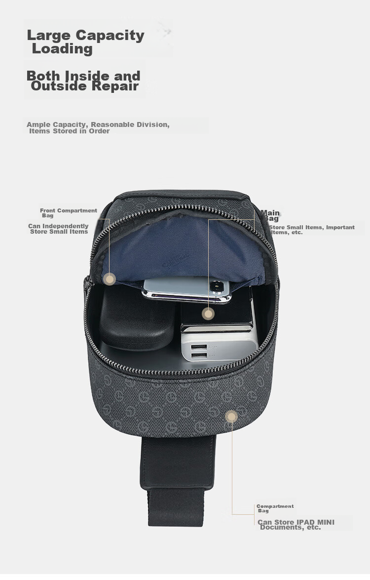 Goldlion Shoulder Crossbody Bag, Chest Pack, Casual Vertical Style, Large Capacity Men's Bag, Birthday Gift 6
