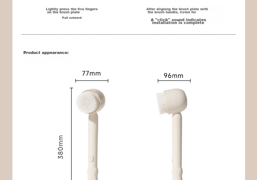 DOCO LAB Electric Bath Brush, Multi-Functional Shower Brush, Massage Brush, Soft Bristles, Long Handle, Back Scrubber, Waterproof, Bath And Exfoliating Tool, Fully Automatic Back Scrubber, 6 Brush Heads 28