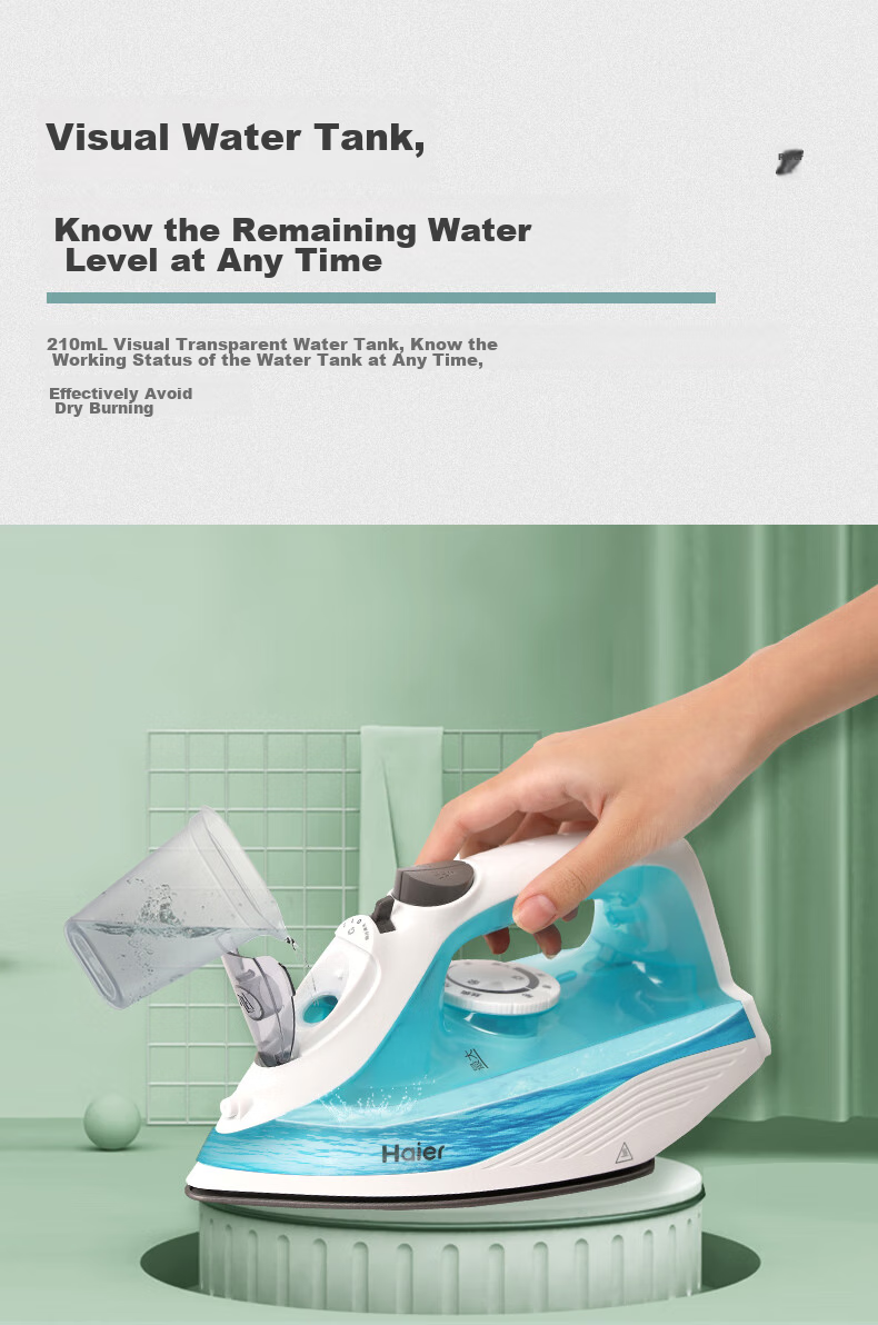 Haier [Low-Price Top Host 90% Off] Large Panel Electric Iron, 35g/min Explosive Steam, 210ml Transparent Water Tank, Home Garment Steamer 9