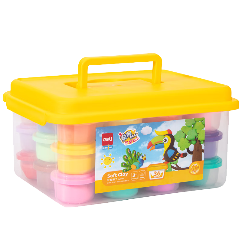Deli 36-Color Ultra-Light Clay, Handmade Modeling Clay, Play Dough, Colorful Clay, Birthday Gift for Boys And Girls, Back-To Toy, 67849