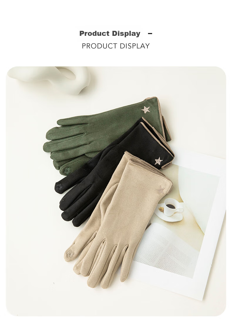 Siggi Women's Gloves, Autumn And Winter Windproof, Warm, Finger-Specific, Thin, Touchscreen Compatible, Fleece-Lined, Simple Solid Color, Cycling And Outdoor Use 13