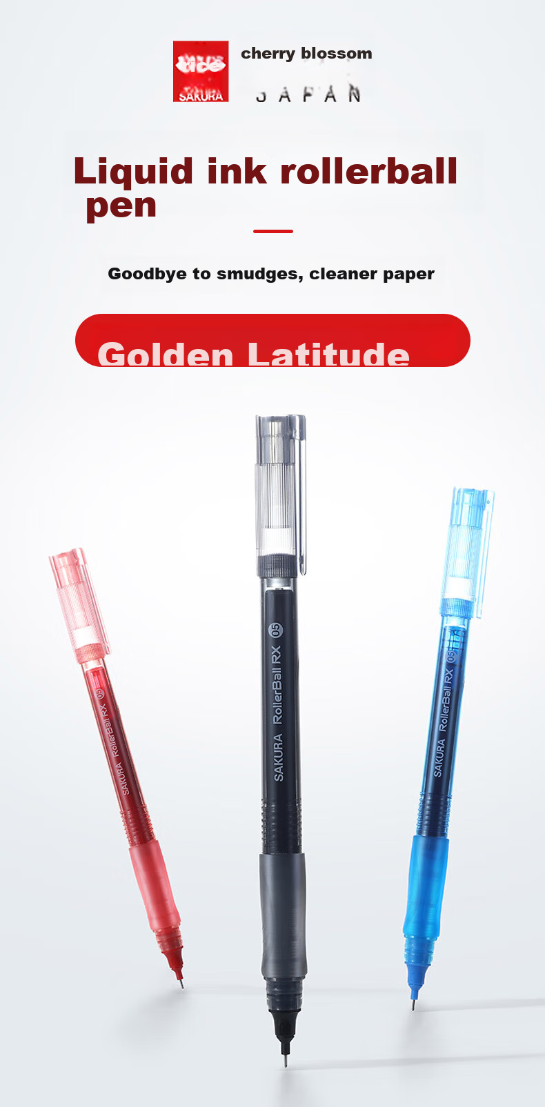 SAKURA Rollerball Pen, 0.5mm Needle Tip, Signature Pen for Students' Exams And Office Use, Direct Liquid Ink, Blue Color 1