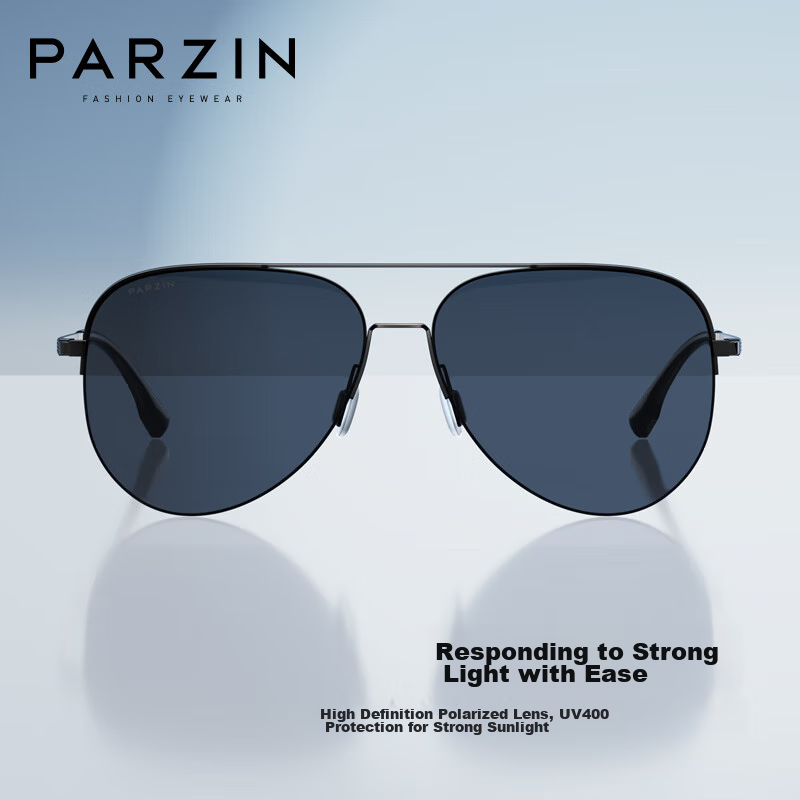 Солнцезащитные очки PARZIN Polarized Sunglasses для мужчин, стиль Фань Чэнчэн, двойная оправа, авиатор, защита от УФ, для вождения, трендовые солнцезащитные очки PZ8380
