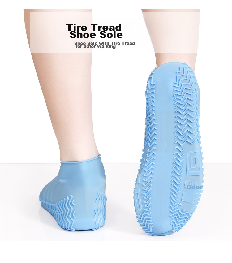 Huili Rain Shoe Covers for Men, Women And Children, Fashionable Thickened Portable Short Waterproof Rain Boots And Shoes 1001 Blue Thickened L 14