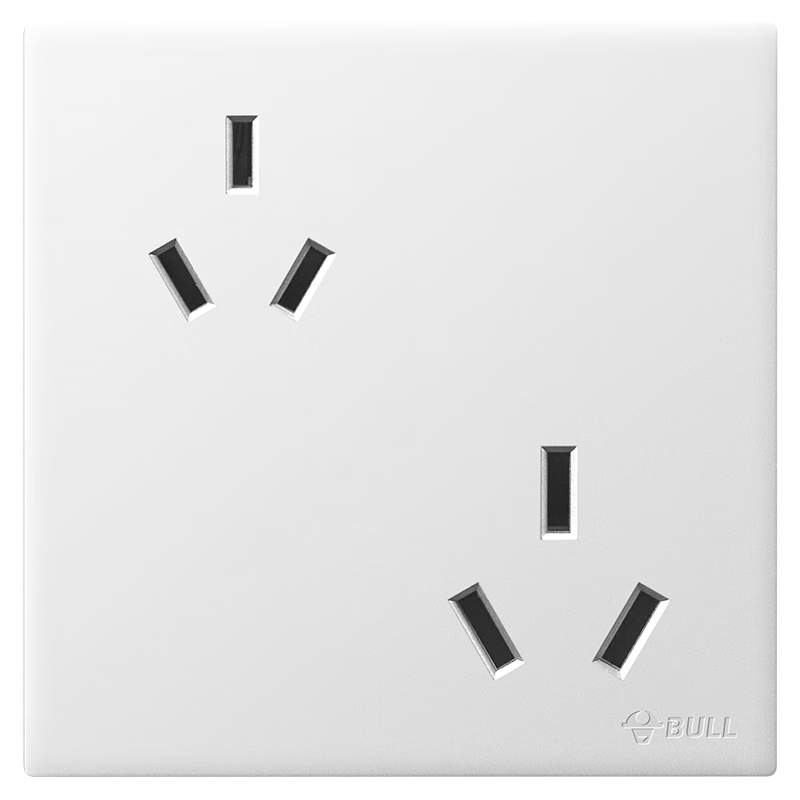 BULL G60 Series Six-Hole 10A+16A Socket 86-Type Ultra-Thin Socket Panel G60Z234 Frost White