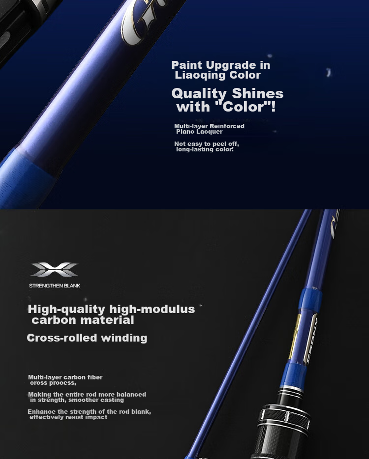 CRONY Starry Sky Second Generation Pearl Blue Gun Straight Handle Medium Soft Action Long-Casting Lure Rod, 2.44m Sliding Float Version GAS2-802ML 4